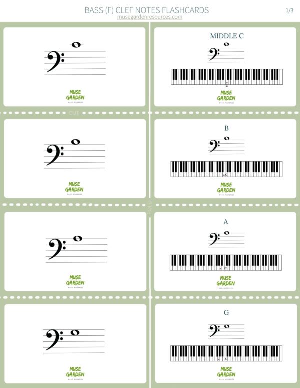 FREE Bass Clef Note Reading Flashcards