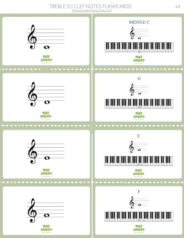 FREE Treble Clef Note Reading Flashcards